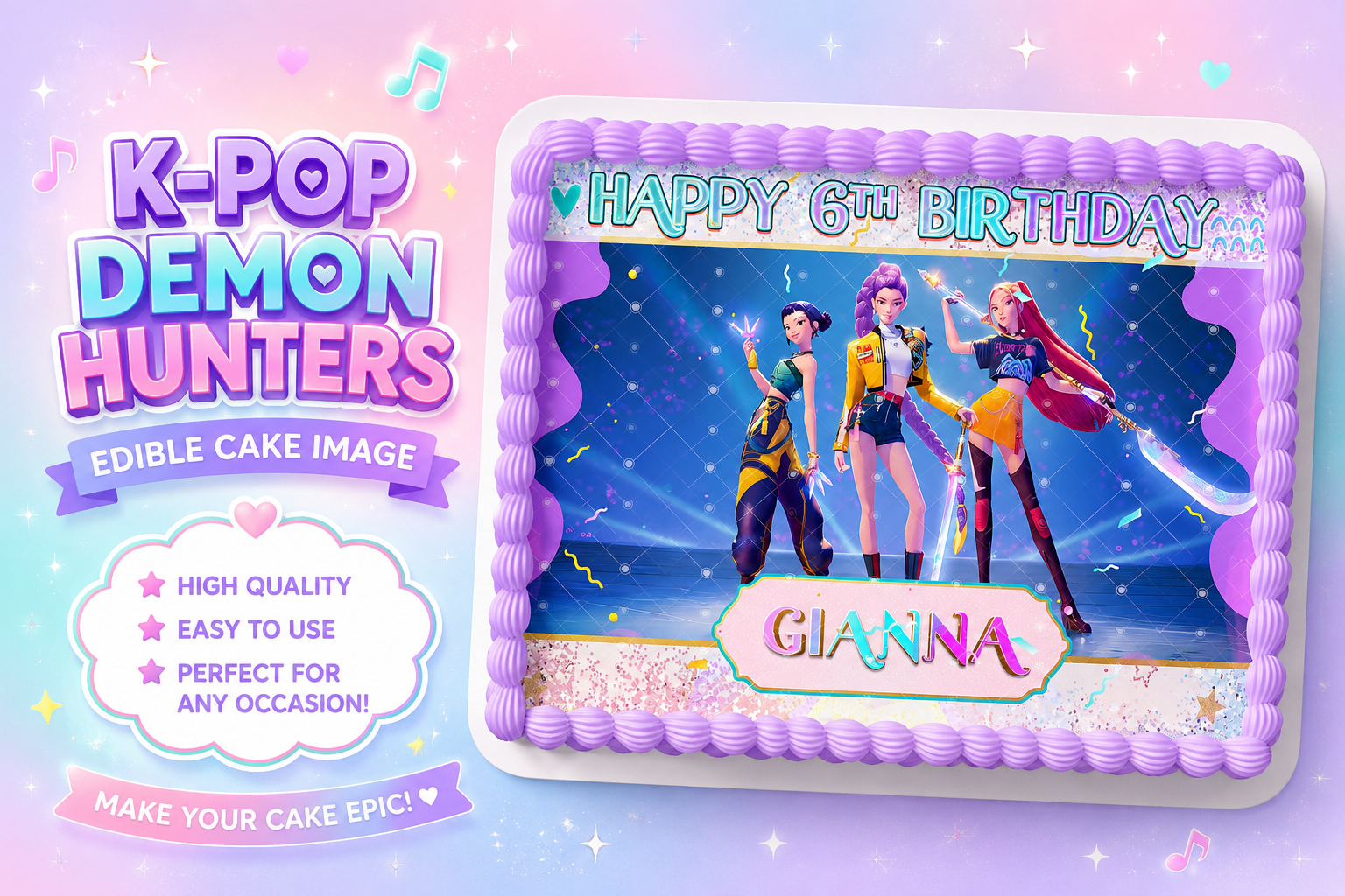KPop Demon Hunters Edible Cake Image | Best Online Toppers