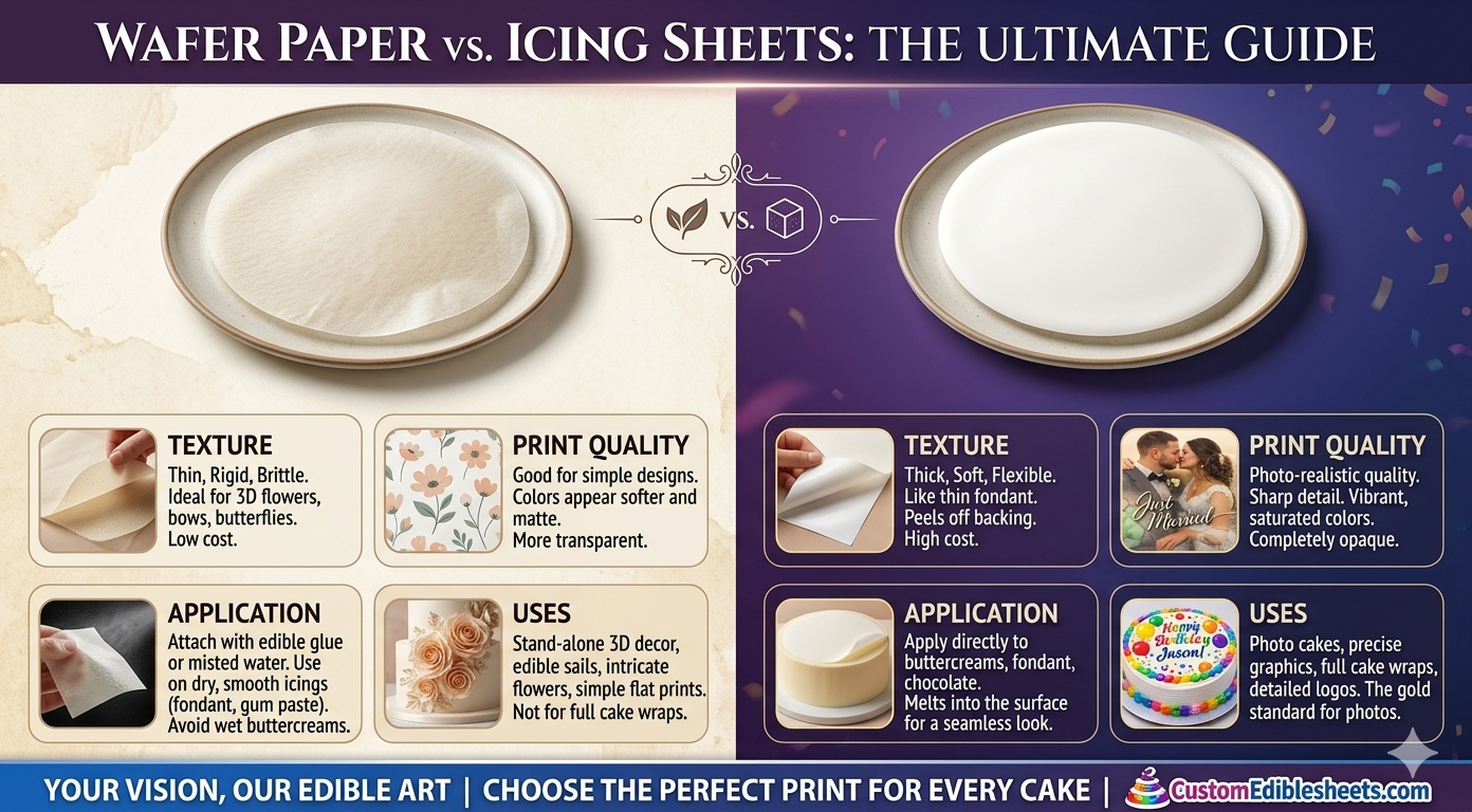 Icing Sheets vs Wafer Paper: What’s the Difference & Which One Should You Choose?