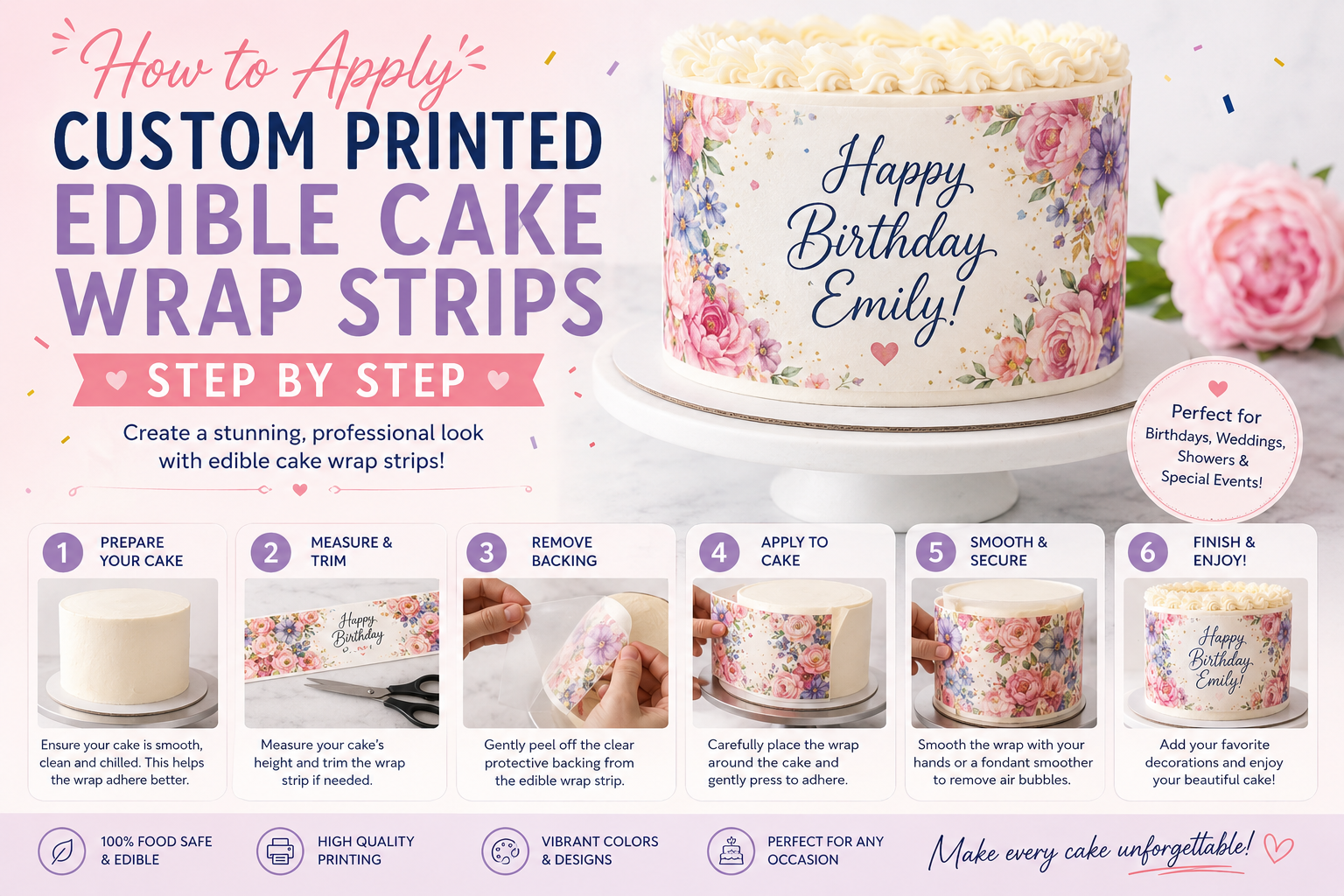 Custom Edible Cake Wrap Strips: The Ultimate Guide to Personalized Cake Side Decorations