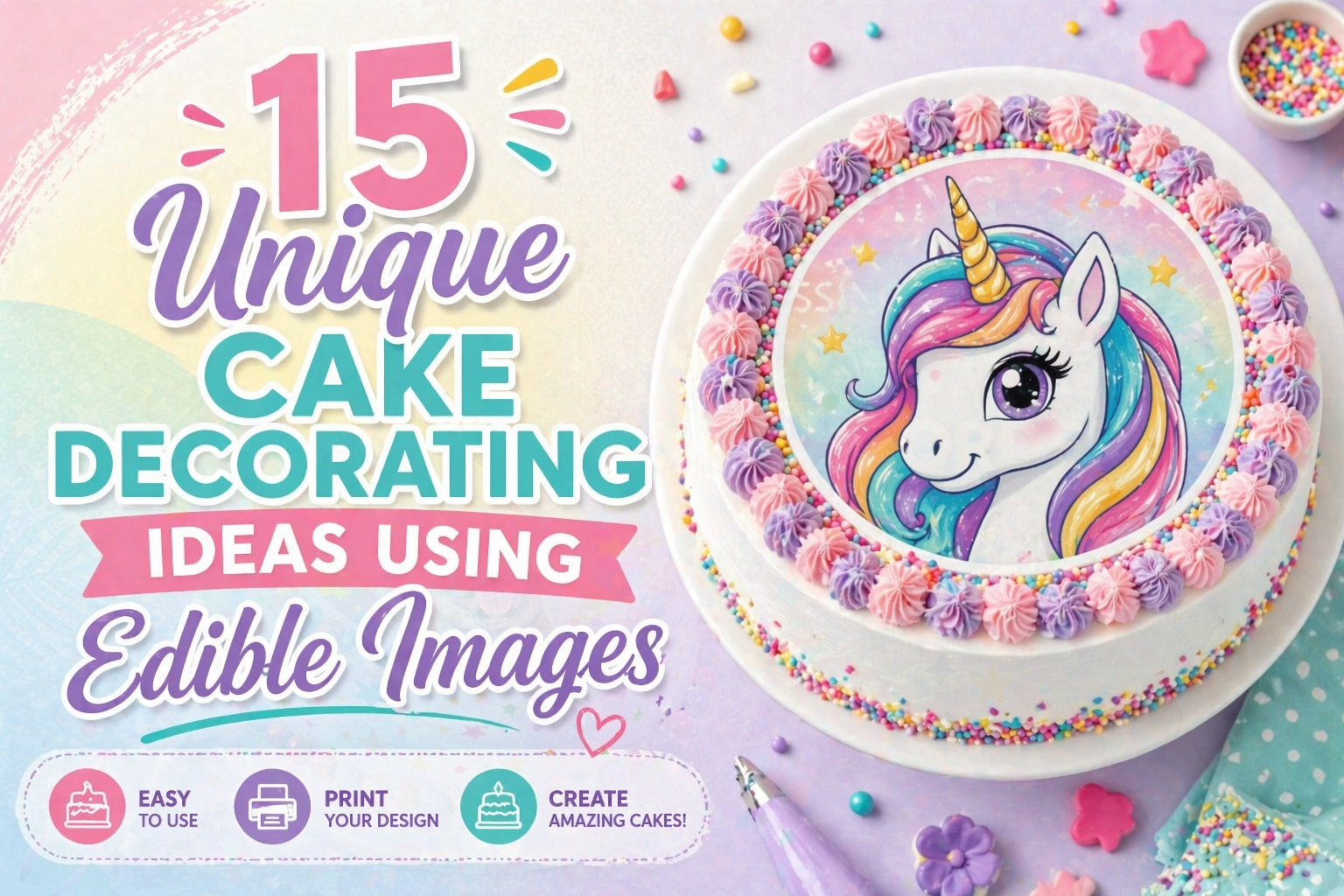 15 Unique Cake Decorating Ideas Using Edible Images