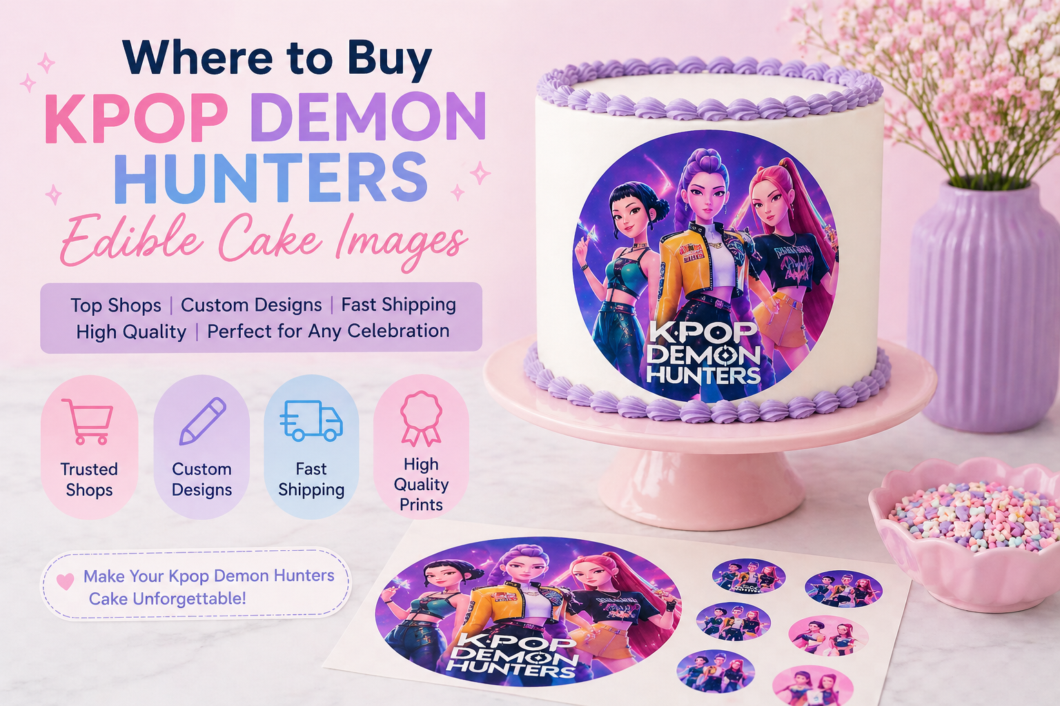 Where to Buy Kpop Demon Hunters Edible Cake Images
