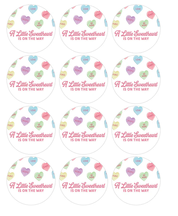 A Little Sweetheart is on the Way Edible Cupcake Toppers Icing Sheet or Wafer Paper