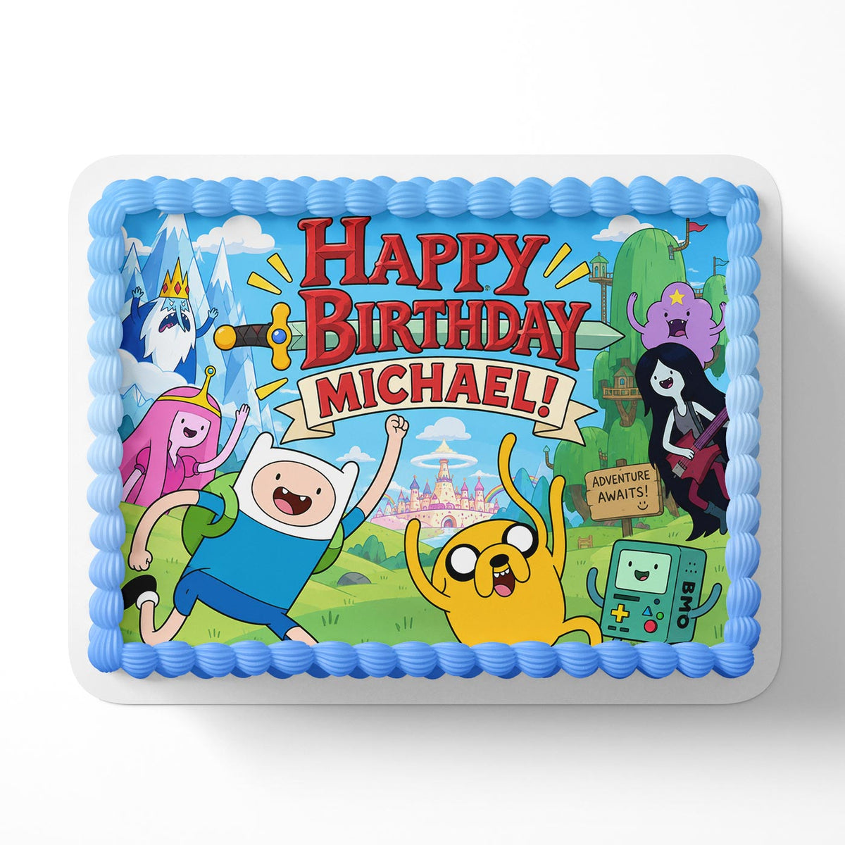 Adventure Time Edible Cake Topper | Birthday Cake Decoration | Photo Cake Image | Custom Edible Cake Topper