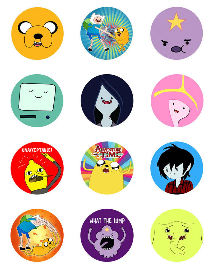 Adventure Time Edible Cupcake Toppers Icing Sheet or Wafer Paper