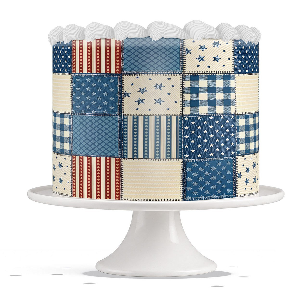 Americana Patchwork Squares edible cake wrap strip icing sheet
