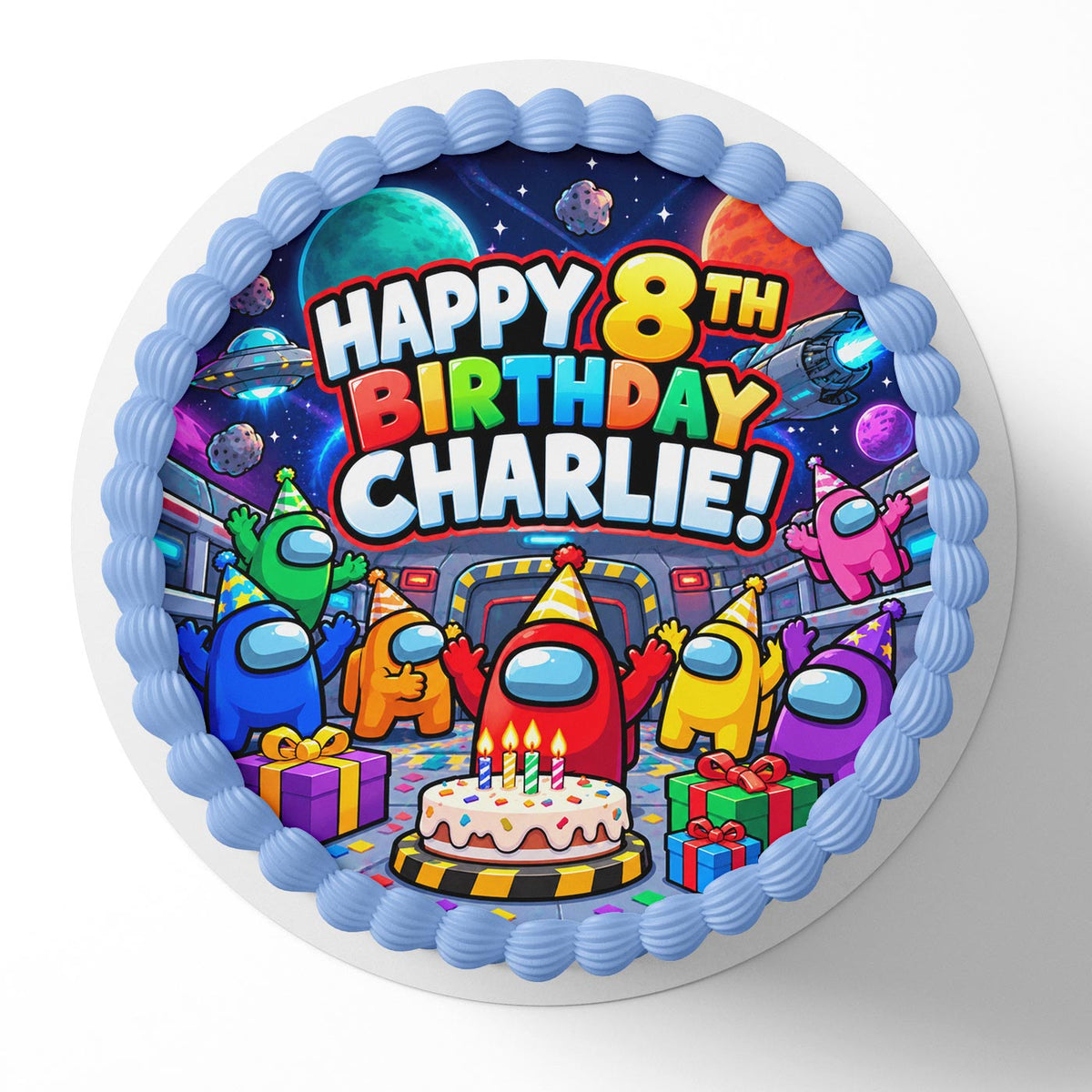 Among Us Kids Gamers Edible Cake Topper | Birthday Cake Decoration | Photo Cake Image | Custom Edible Cake Topper