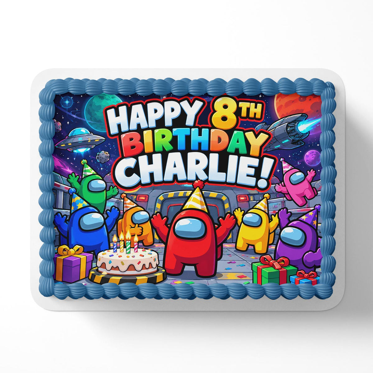 Among Us Kids Gamers Edible Cake Topper | Birthday Cake Decoration | Photo Cake Image | Custom Edible Cake Topper