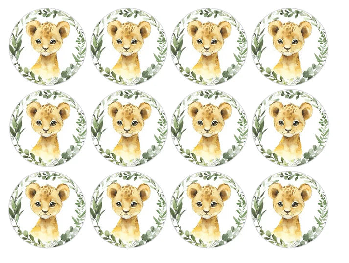 Baby Lion Edible Cupcake Toppers Icing Sheet or Wafer Paper
