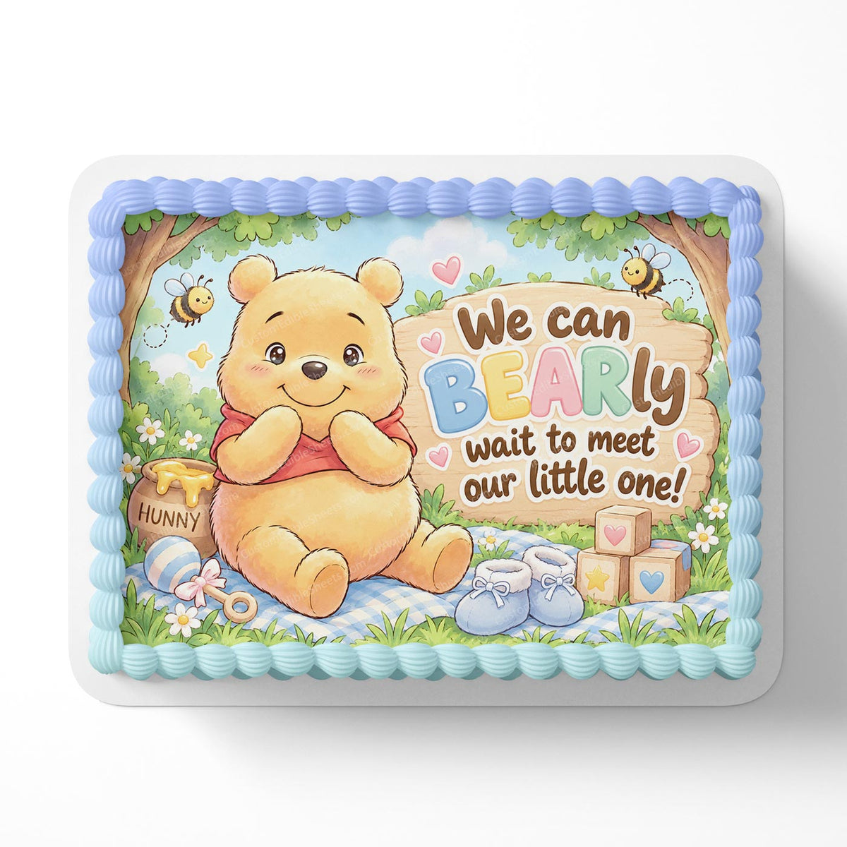 Teddy Bear We can BEARly Wait to Meet Our Little One! Edible Cake Topper Cake Decoration Photo Cake Image Custom