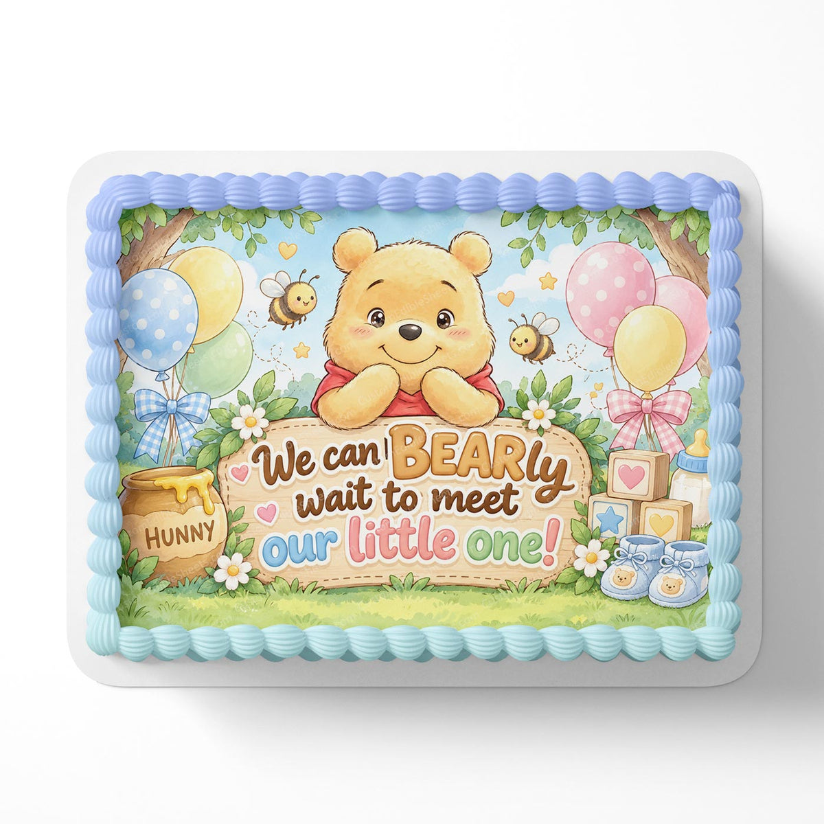 We can BEARly Wait to Meet Our Little One! Teddy Bear Edible Cake Topper Cake Decoration Photo Cake Image Custom