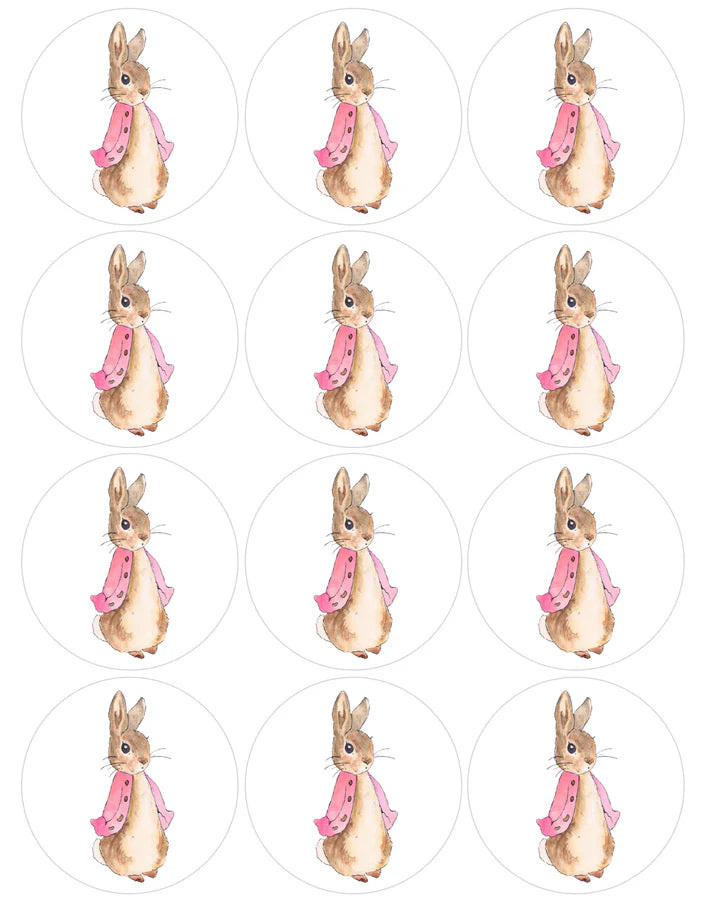 Beatrix Potter Peter Rabbit Pink Coat Edible Cupcake Toppers Icing Sheet or Wafer Paper