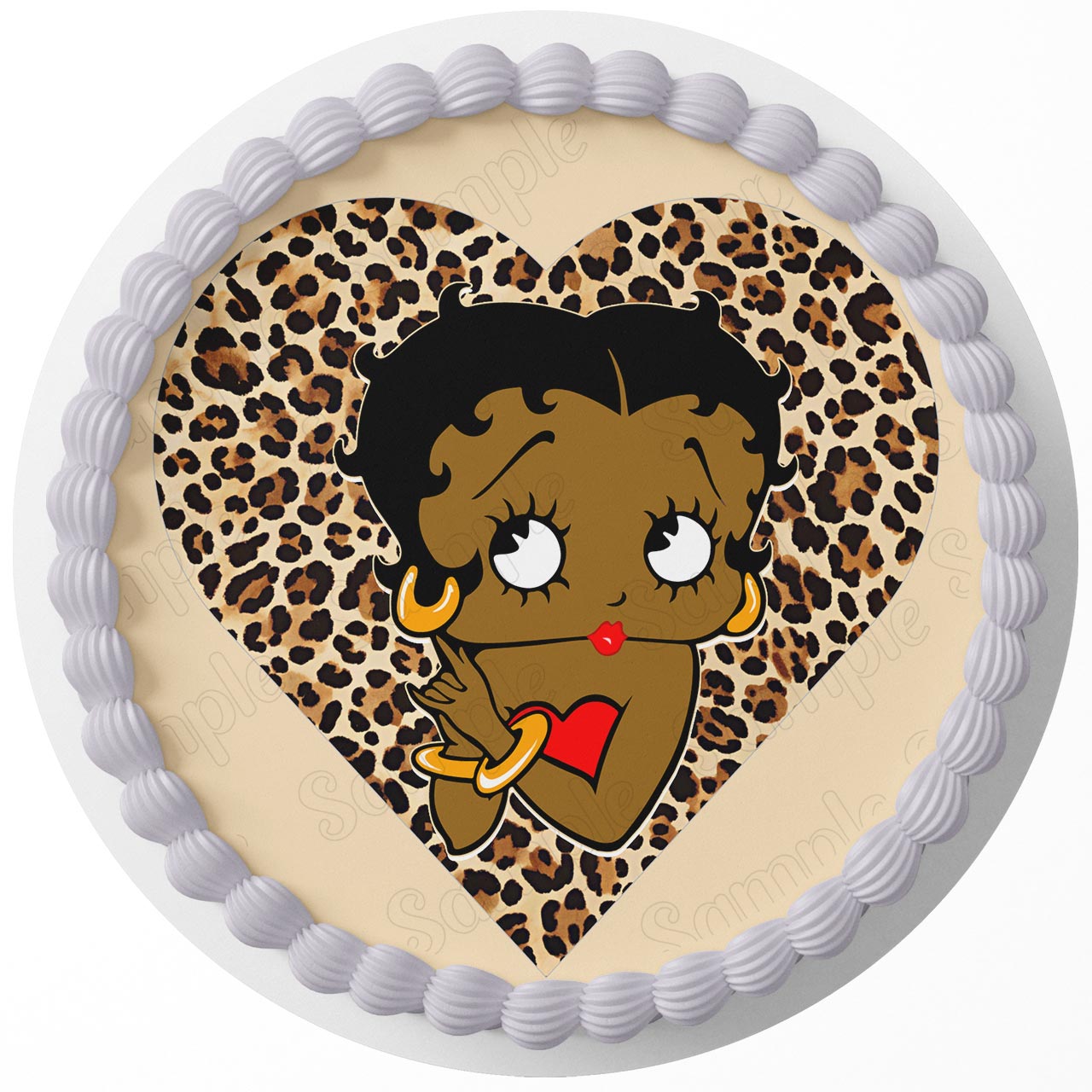 Betty Boob Afro American Leopard Personalized Edible Cake Topper | Custom Icing Sheet | Birthday Cake Decoration