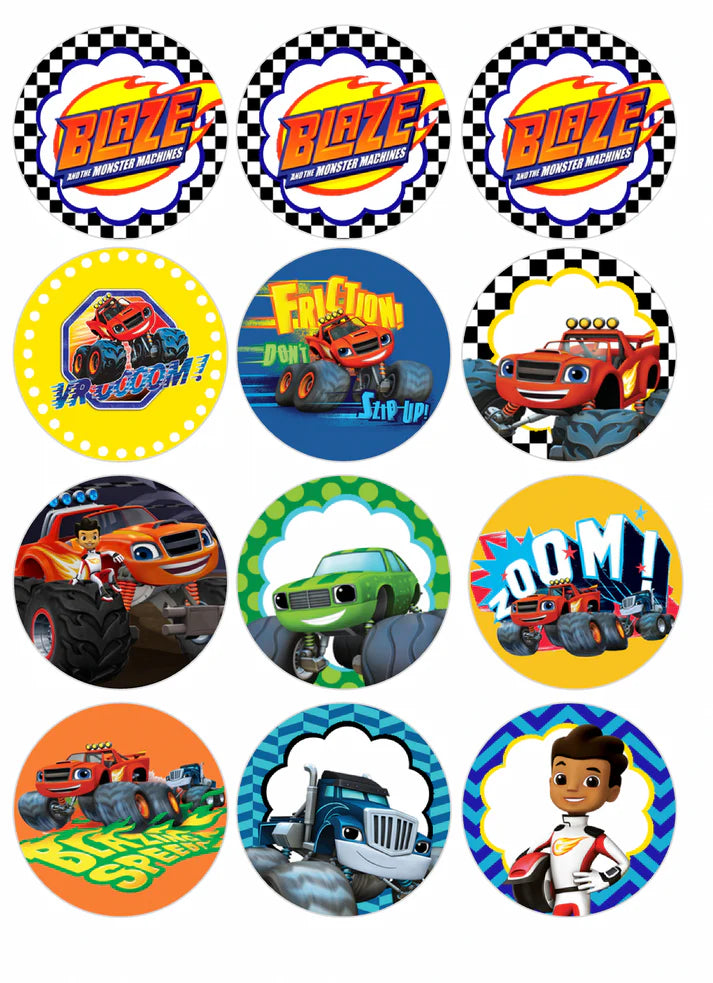Blaze and the Monster Machines Edible Cupcake Toppers Icing Sheet or Wafer Paper