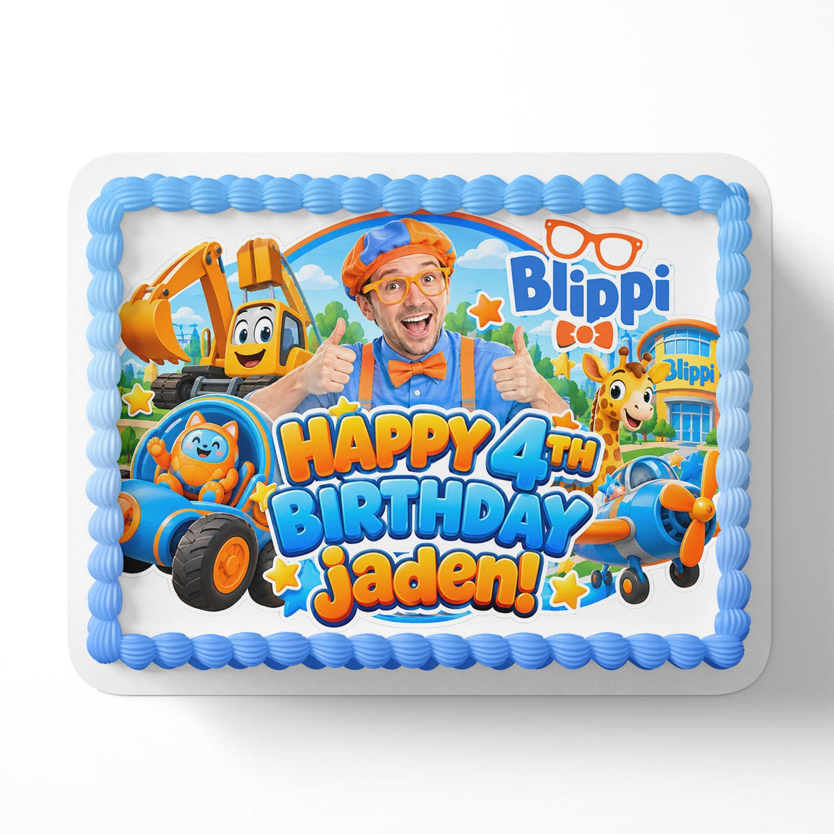 Blippi Childrens Show Edible Cake Topper Birthday Cake Decoration Photo Cake Image Custom Edible Cake Topper