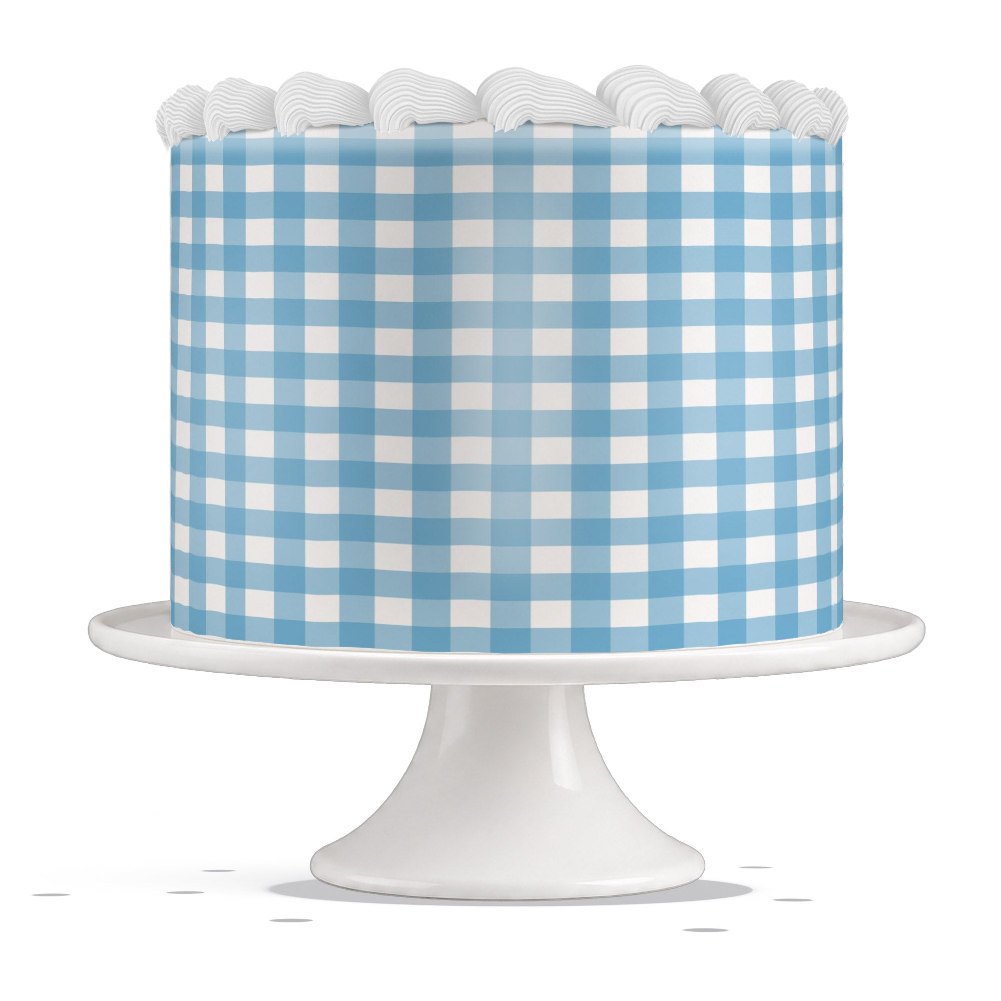 Blue Gingham Checkered Edible Cake Wrap Strip – Icing Sheet Cake - Edible Cake Topper | Icing Sheet | Birthday Cake Decoration
