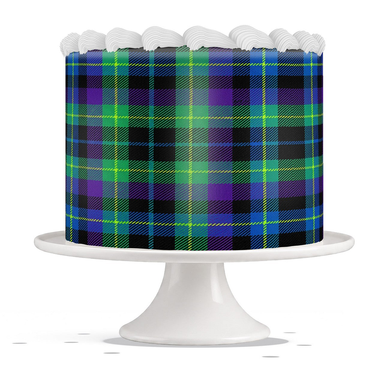 Blue Green Tartan edible cake wrap strip icing sheet