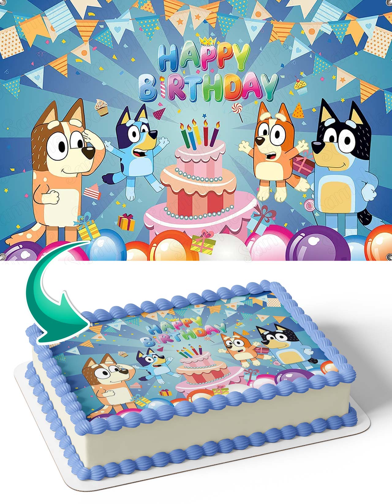 Bluey and Bingo Family Dogs Edible Cake Topper
