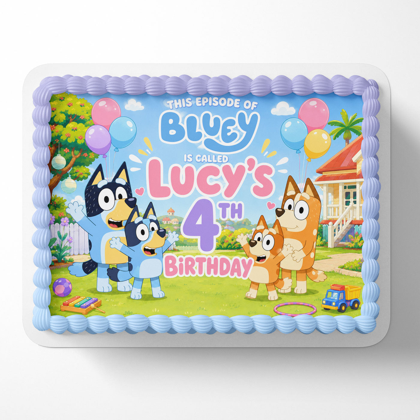 Bluey Family Episode Called Custom Edible Cake Image - Edible Cake Topper Birthday Cake Decoration