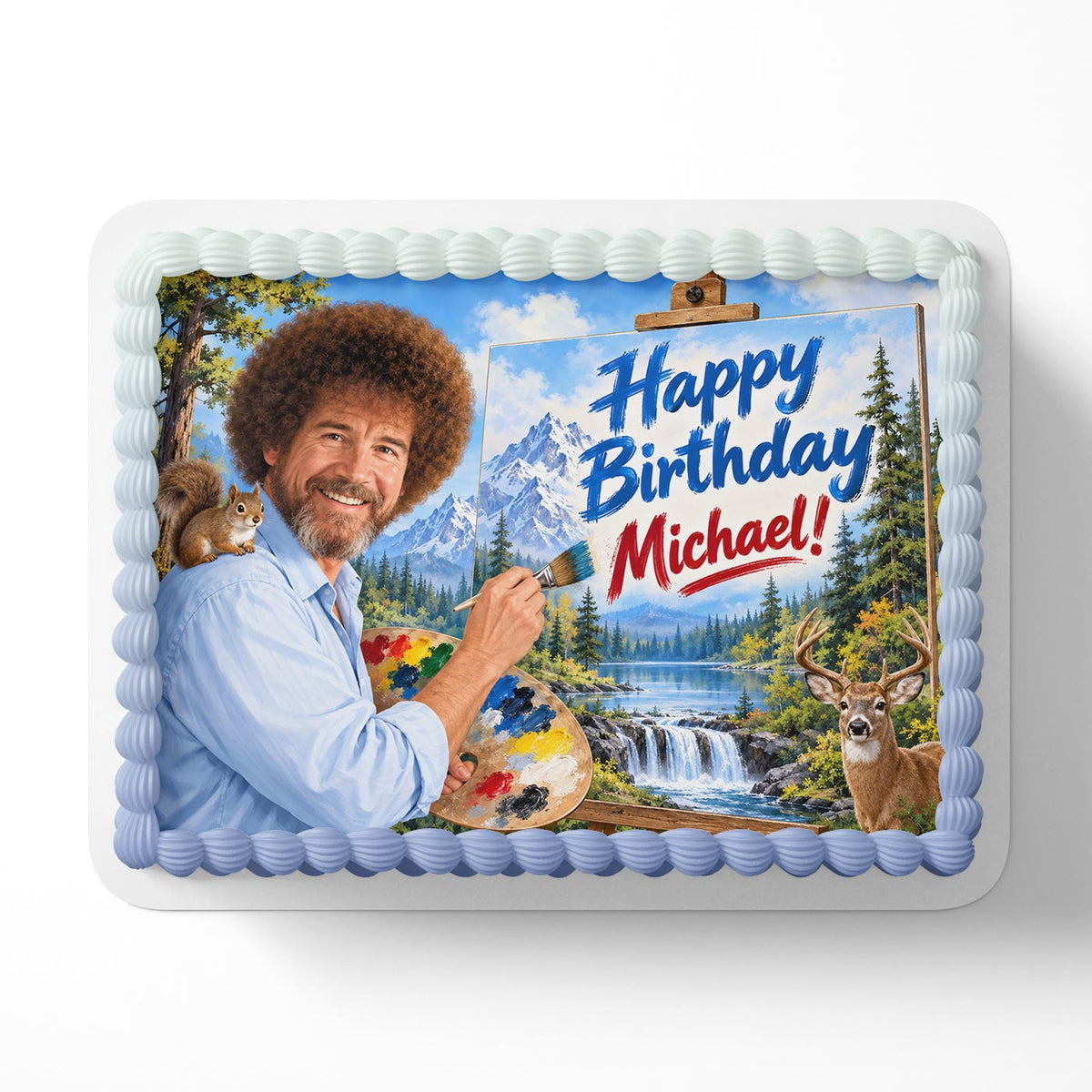 Bob Ross Edible Cake Topper | Birthday Cake Decoration | Photo Cake Image