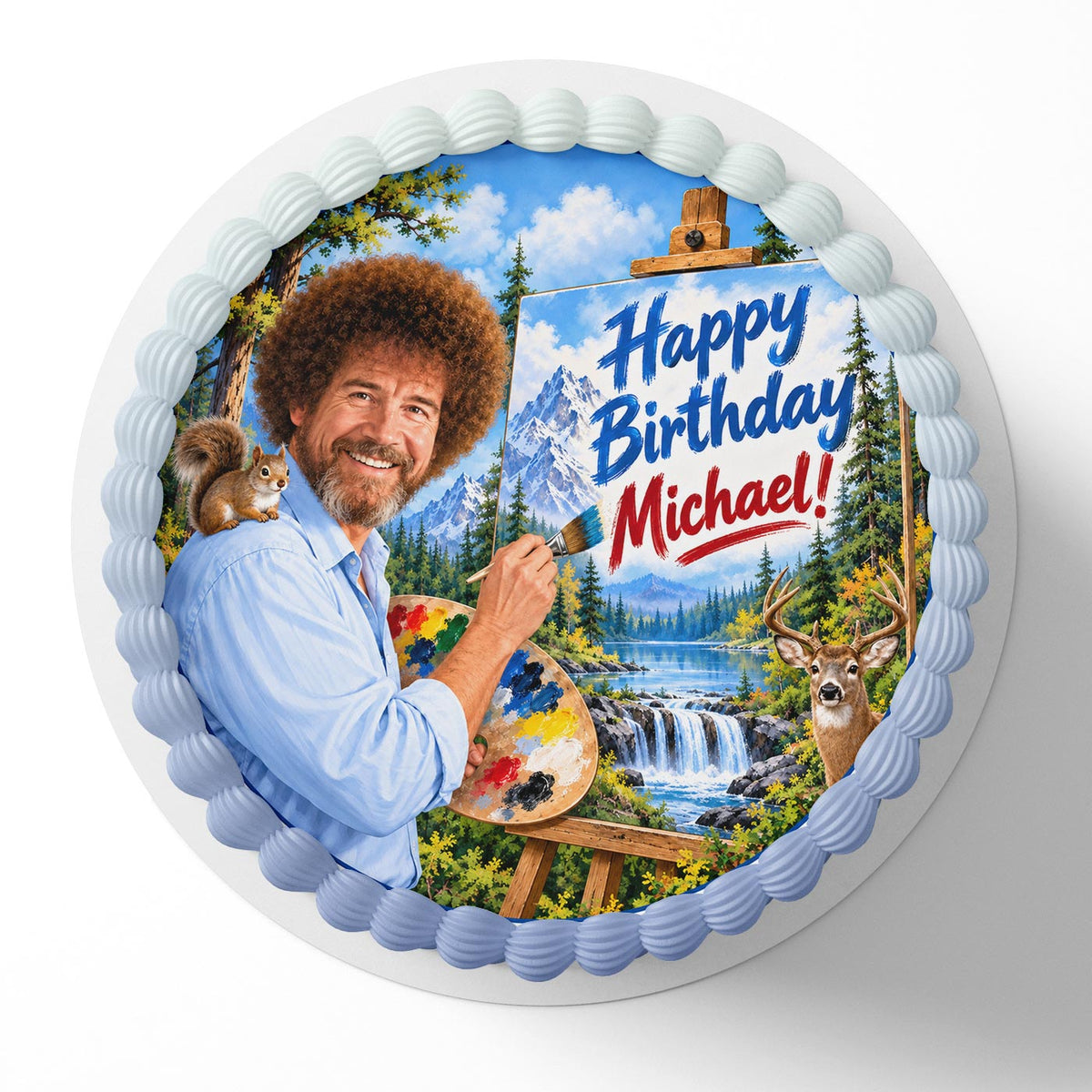 Bob Ross Edible Cake Topper | Birthday Cake Decoration | Photo Cake Image