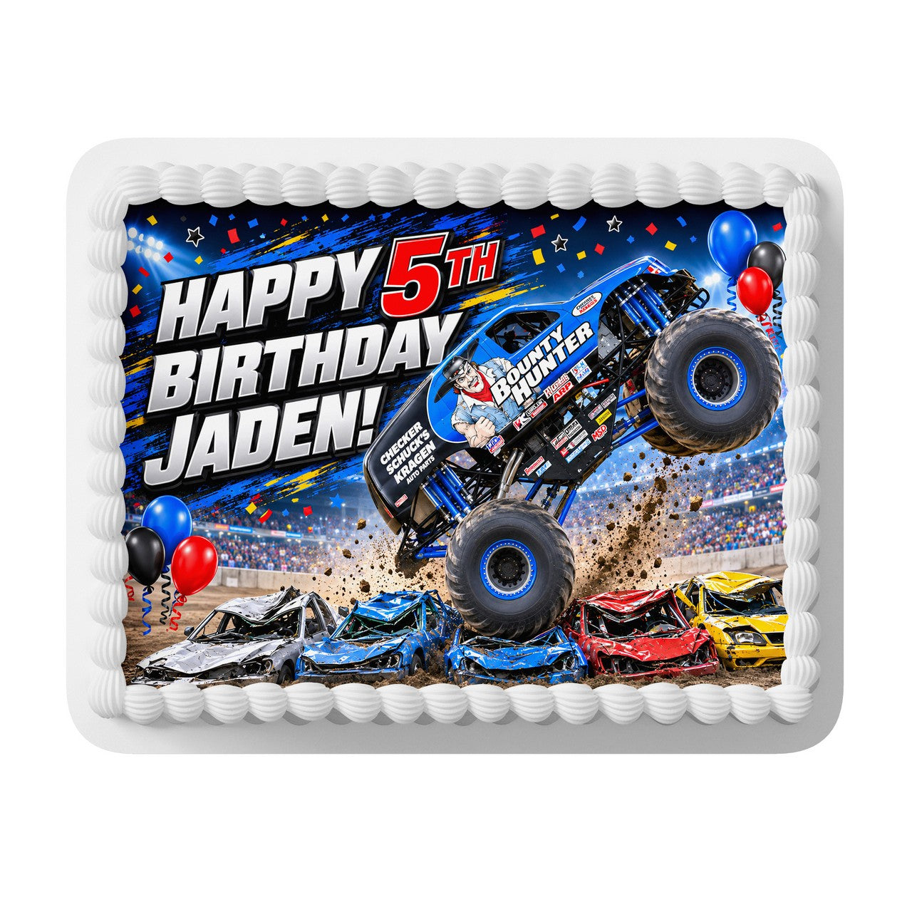 Bounty Hunter Monster Truck Edible Cake Topper | Birthday Cake Decoration | Photo Cake Image