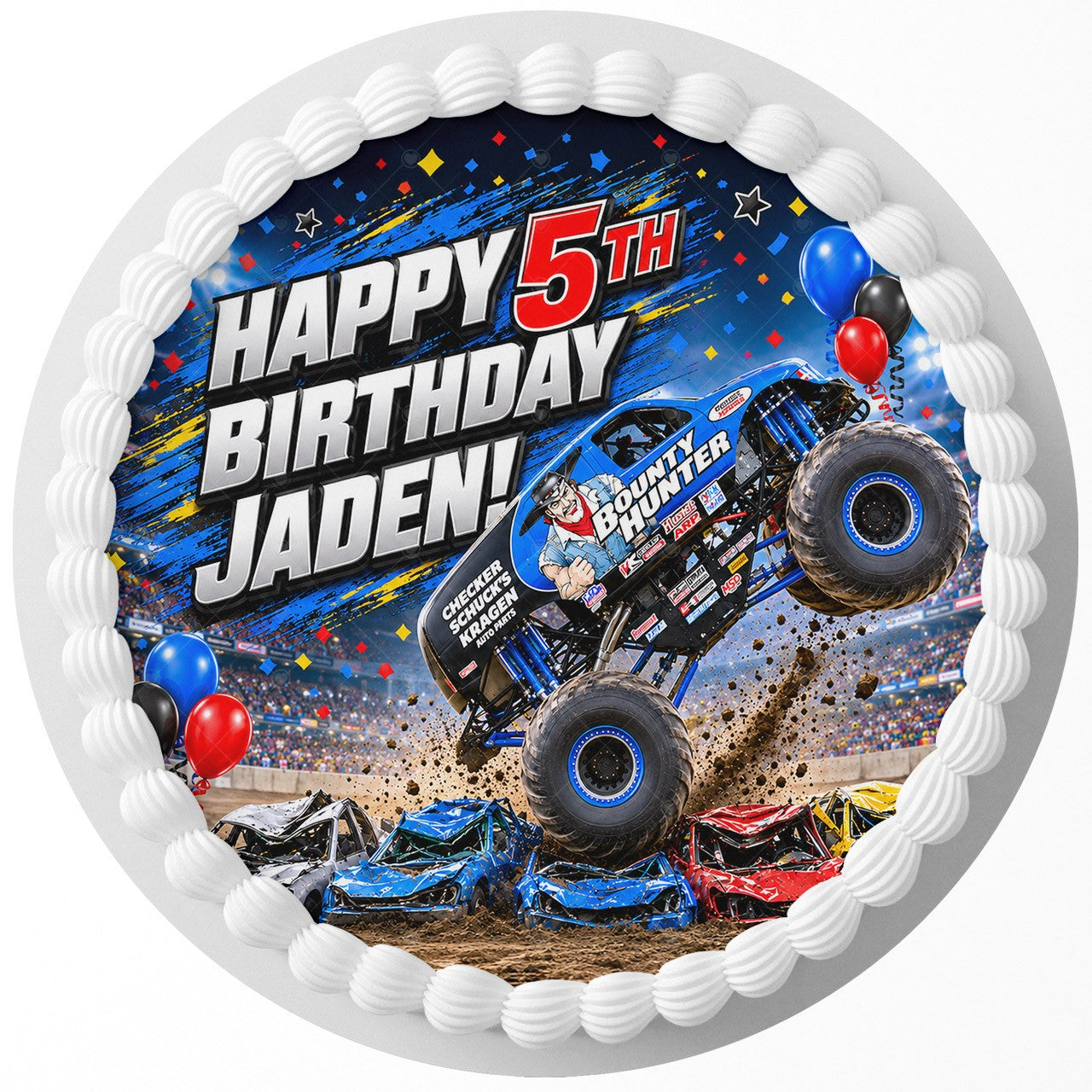 Bounty Hunter Monster Truck Edible Cake Topper | Birthday Cake Decoration | Photo Cake Image