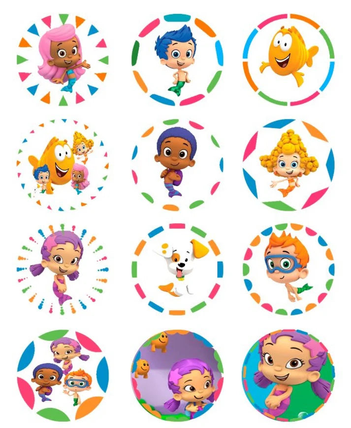 Bubble Guppies Edible Cupcake Toppers Icing Sheet or Wafer Paper