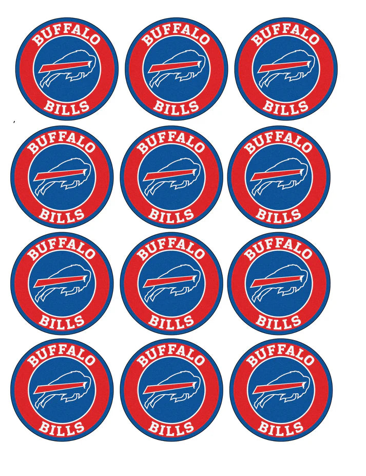 Buffalo Bills Football Edible Cupcake Toppers Icing Sheet or Wafer Paper