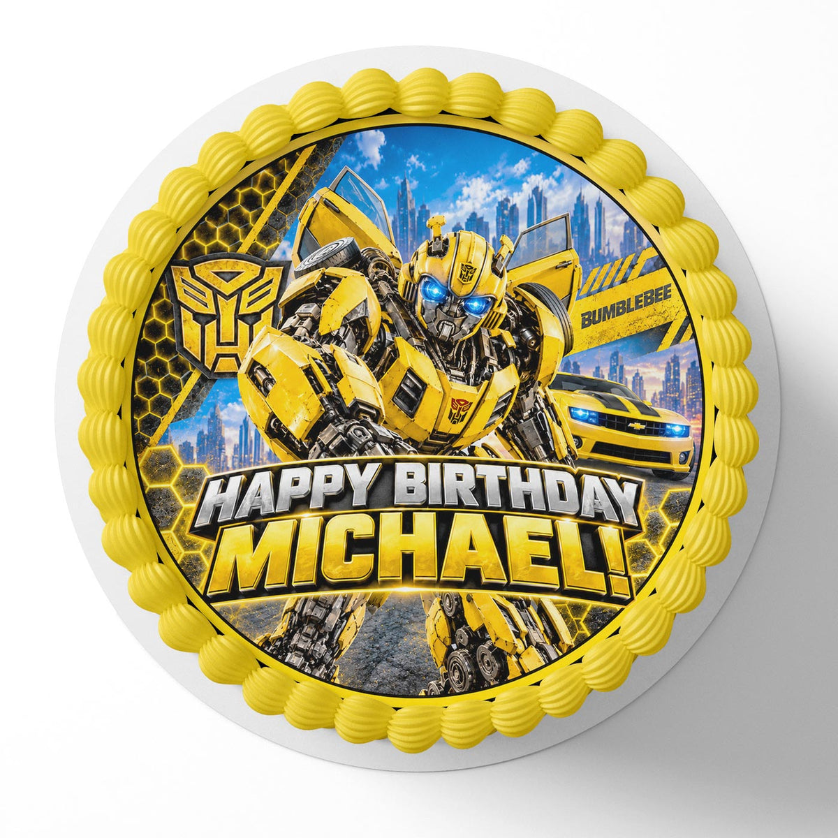 Bumblebee Transformer Edible Cake Topper | Birthday Cake Decoration | Photo Cake Image | Custom Edible Cake Topper