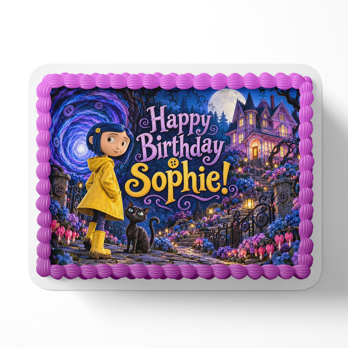 Coraline Edible Cake Topper | Birthday Cake Decoration | Photo Cake Image | Custom Edible Cake Topper