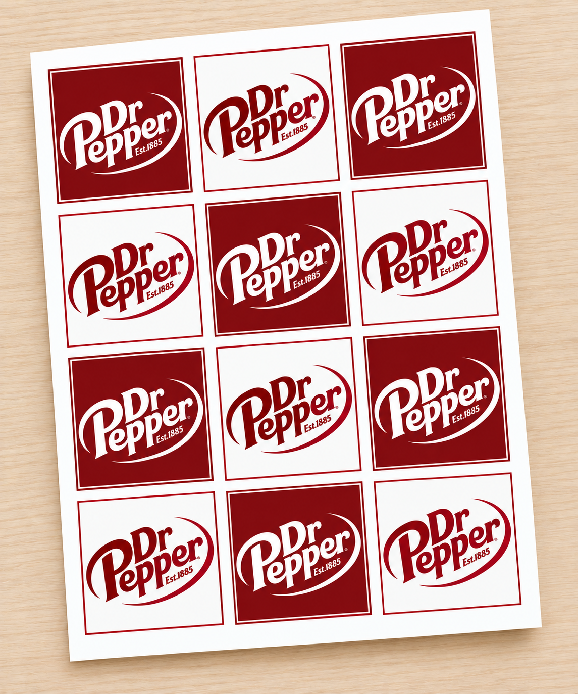 Dr Pepper Edible Cookie Toppers – Square Shape – Icing Sheet or Wafer Paper