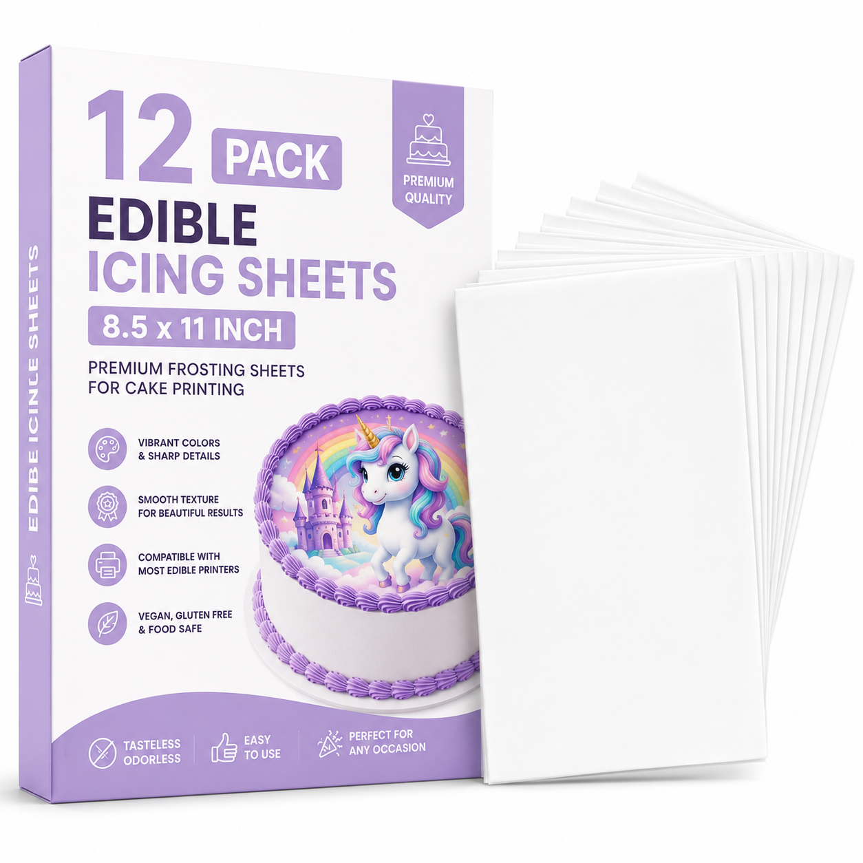 Edible Icing Sheets for Cake Printing – Premium Frosting Sheets, Food Safe, Vibrant Colors | Edible Cake Topper Paper