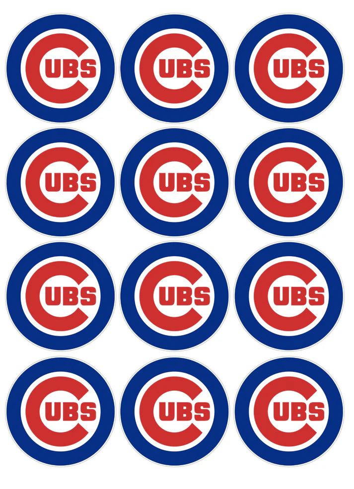 Chicago Cubs Edible Cupcake Toppers Icing Sheet or Wafer Paper