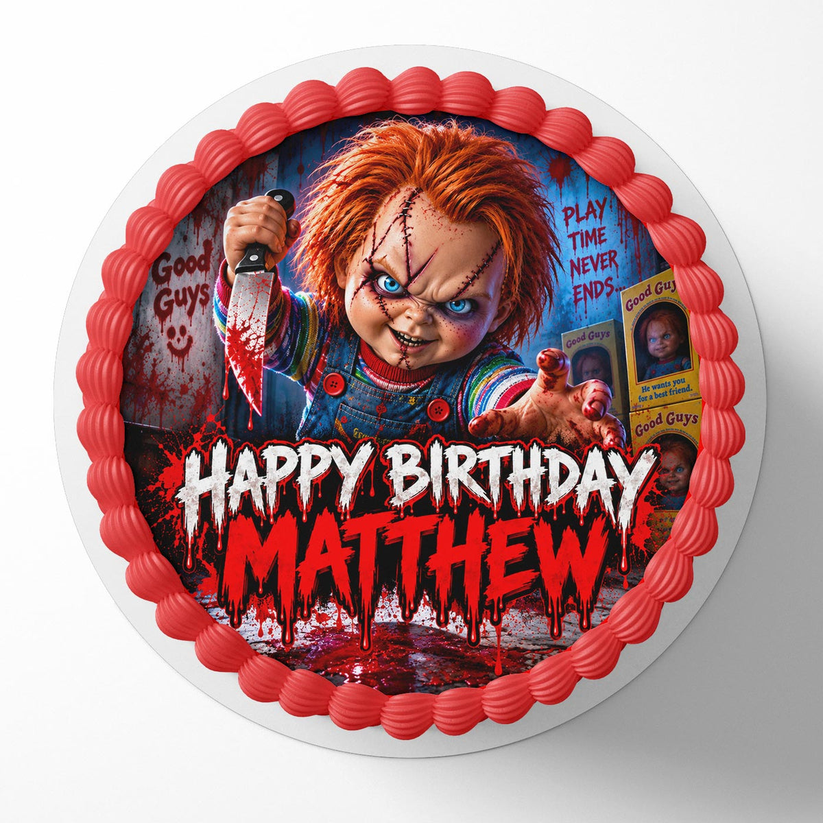 Childs Play Chucky Edible Cake Topper | Birthday Cake Decoration | Photo Cake Image | Custom Edible Cake Topper