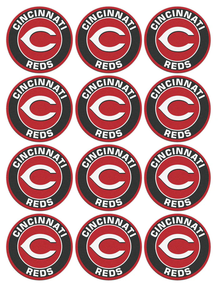 Cincinnati Reds Edible Cupcake Toppers Icing Sheet or Wafer Paper