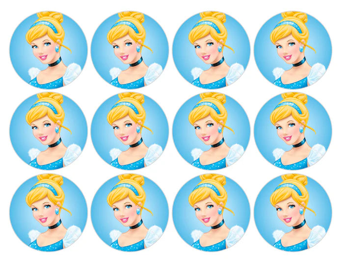 Cinderella Edible Cupcake Toppers Icing Sheet or Wafer Paper