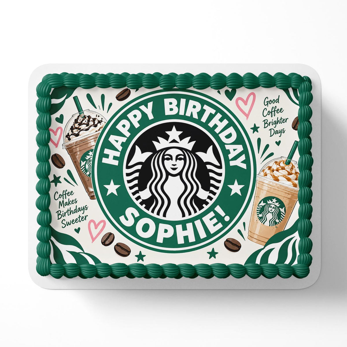 Coffee Shop Fans Birthday Cake Topper โ Happy Birthday Edible Cake Image โ Personalized Icing Sheet for Cakes