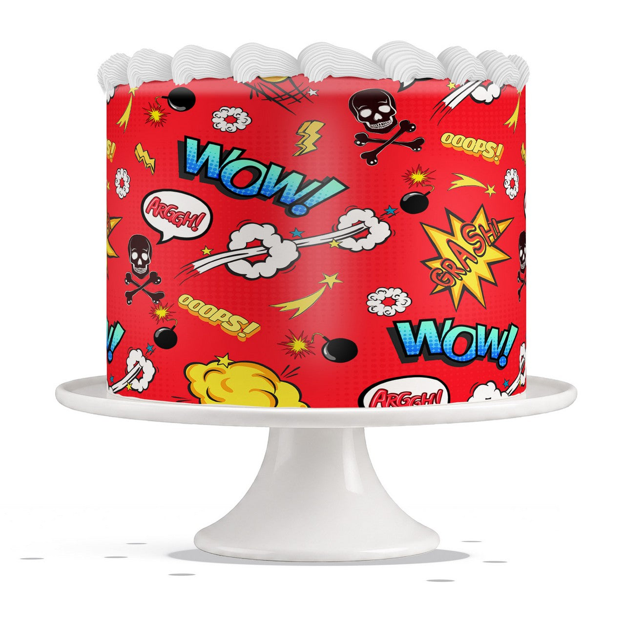 Comic Book Action edible cake wrap strip icing sheet