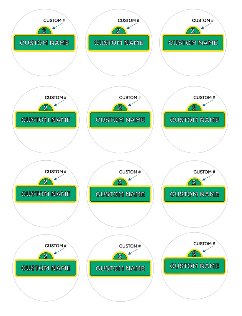 Custom Sports Jersey Name and Number Green Edible Cupcake Toppers Icing Sheet or Wafer Paper