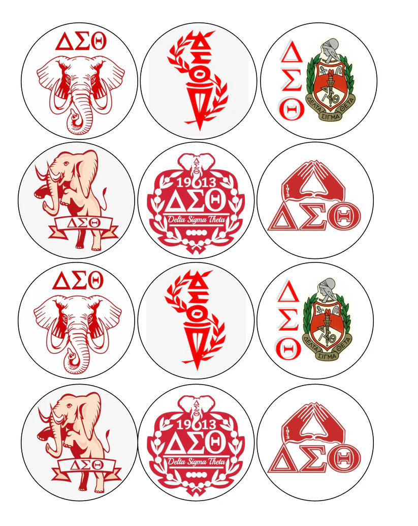 Delta Sigma Theta Edible Cupcake Toppers Icing Sheet or Wafer Paper