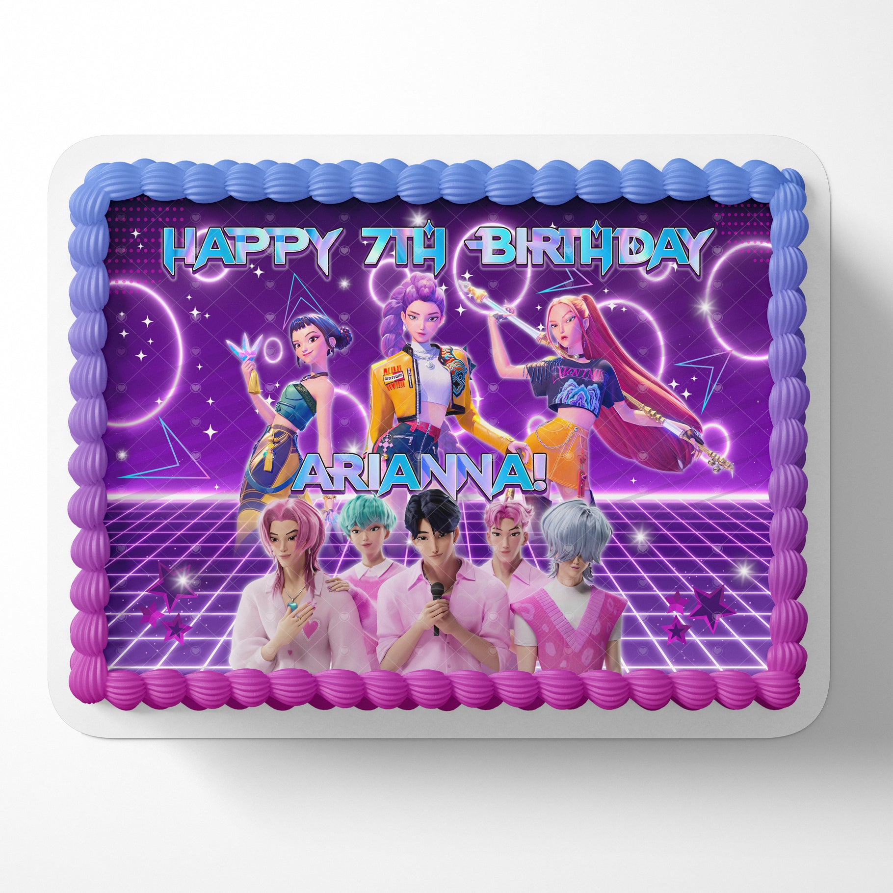 Kpop Hunters Team Pink Purple Hunters Edible Cake Topper