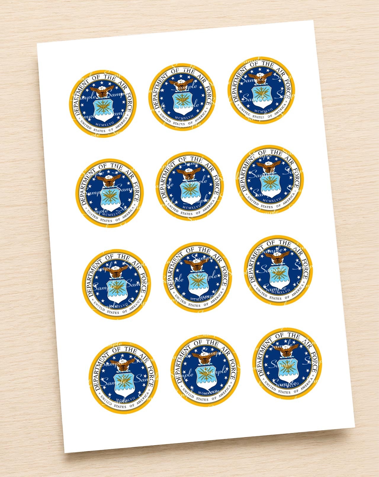 Department of the Air Force Edible Cupcake Toppers Icing Sheet or Wafer Paper
