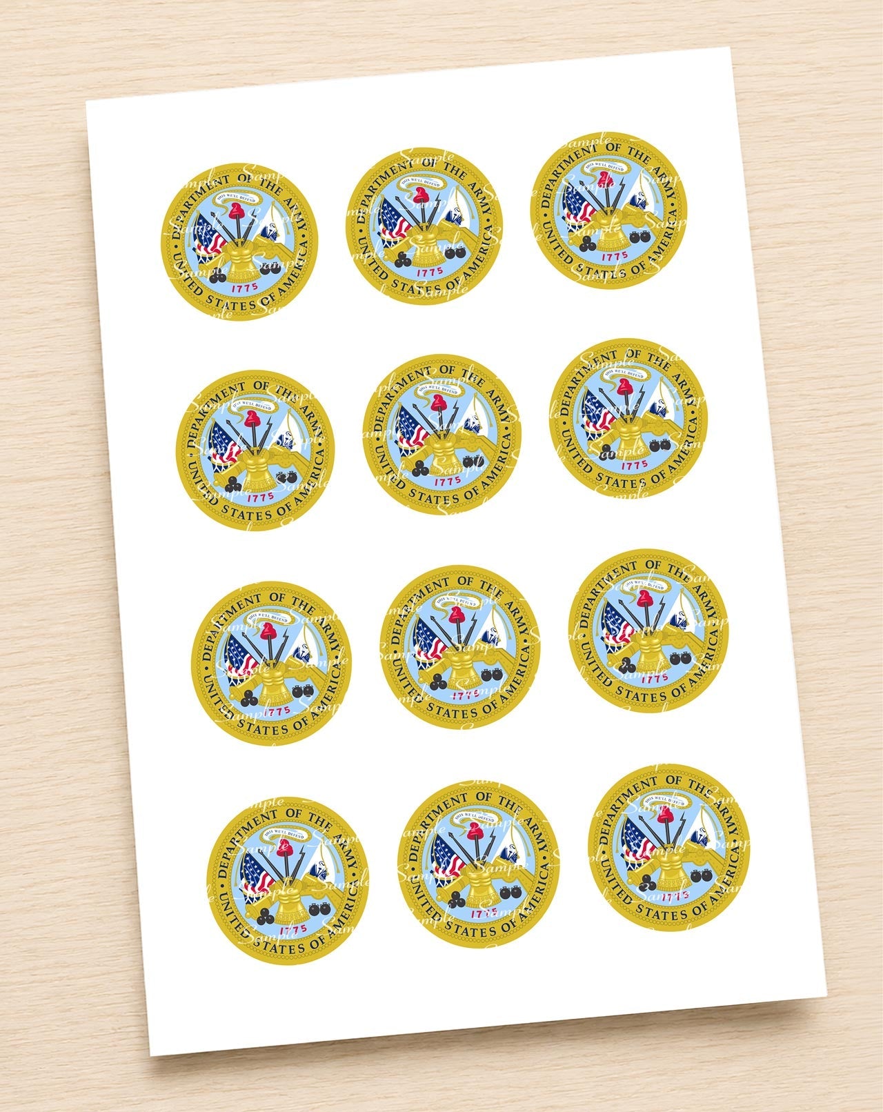 Department of the Army Edible Cupcake Toppers Icing Sheet or Wafer Paper