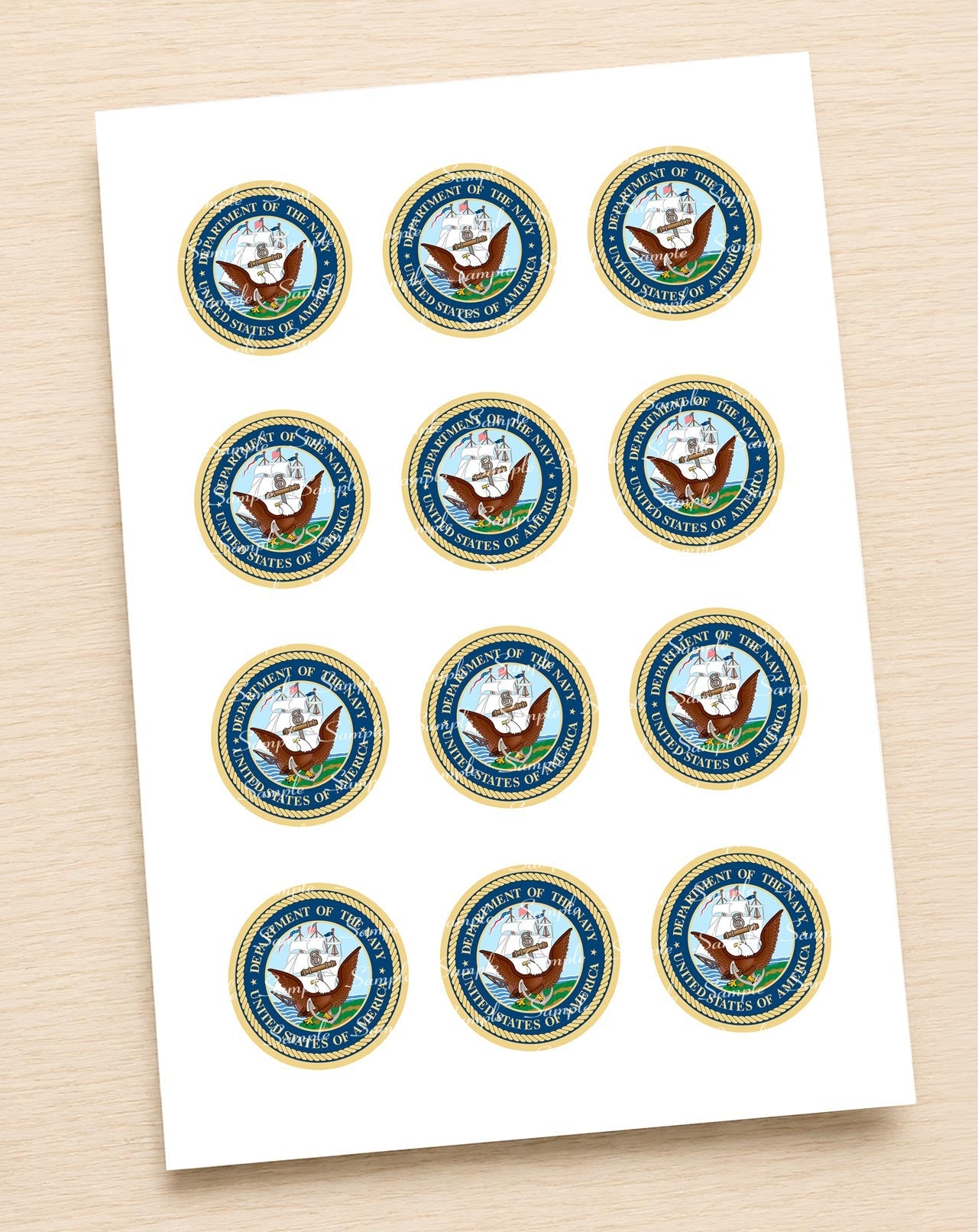 Department of the Navy Edible Cupcake Toppers Icing Sheet or Wafer Paper