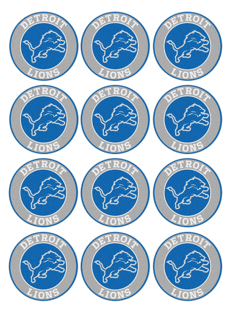 Detroit Lions Badge Edible Cupcake Toppers Icing Sheet or Wafer Paper