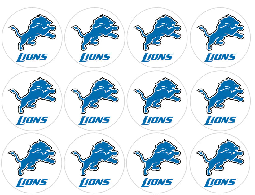 Detroit Lions Logo Edible Cupcake Toppers Icing Sheet or Wafer Paper