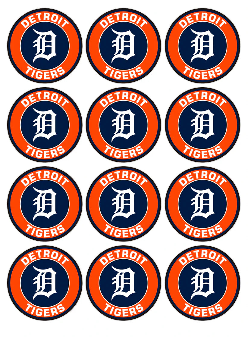 Detroit Tigers Edible Cupcake Toppers Icing Sheet or Wafer Paper