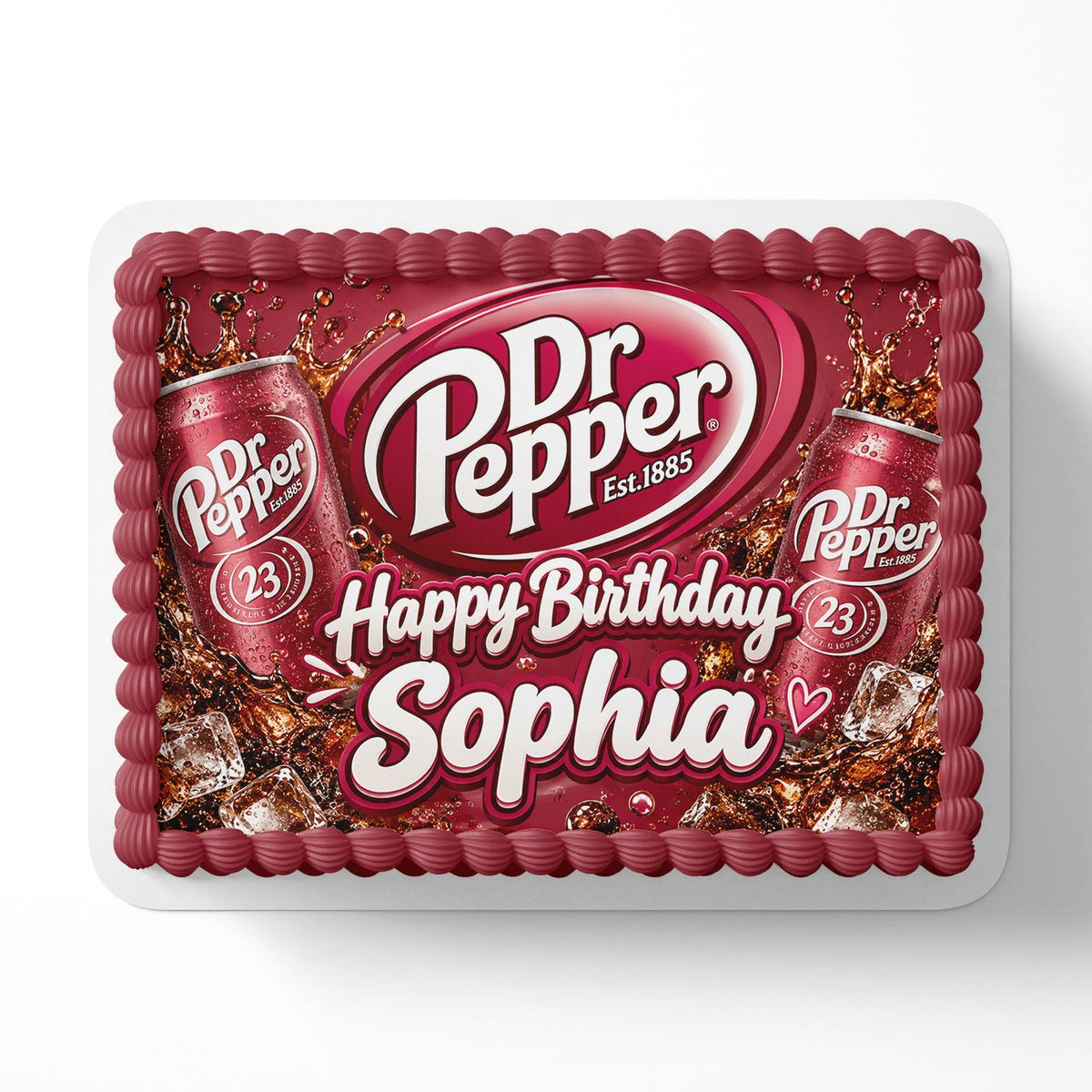 Dr Pepper Birthday Cake Topper – Happy Birthday Edible Cake Image – Personalized Icing Sheet for Cakes