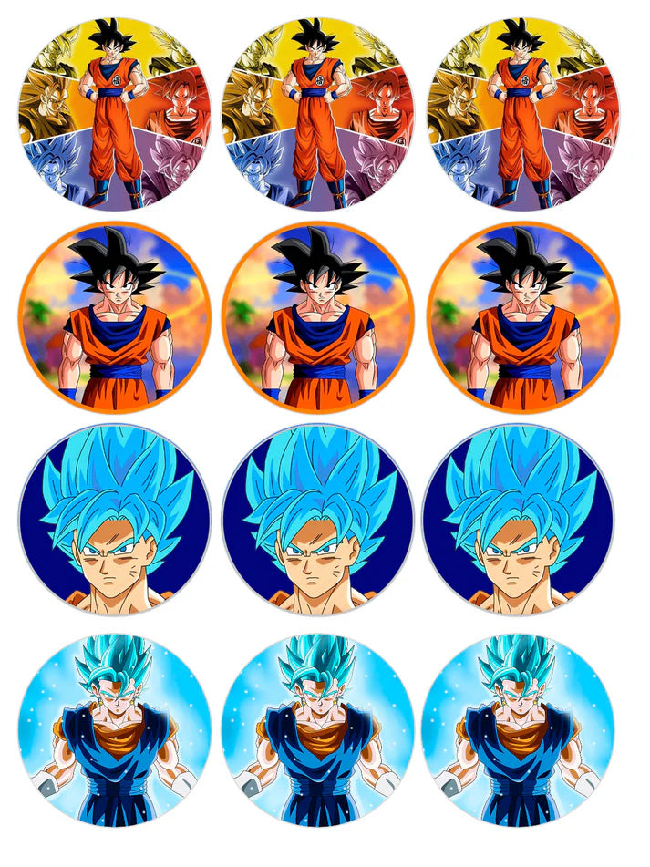 Dragonball Z Edible Cupcake Toppers Icing Sheet or Wafer Paper