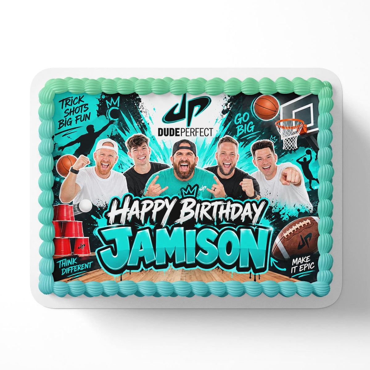 Dude Perfect Edible Cake Topper | Birthday Cake Decoration | Photo Cake Image